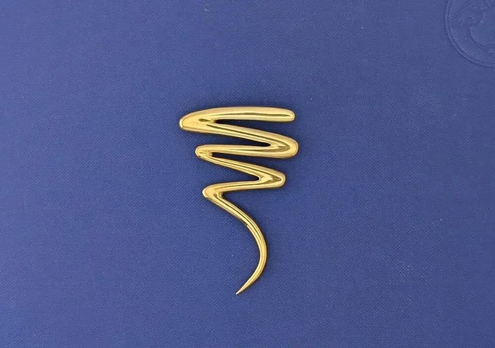 18kt Yellow Gold Zig Zag Squiggle Pin/Brooch - 16.0g